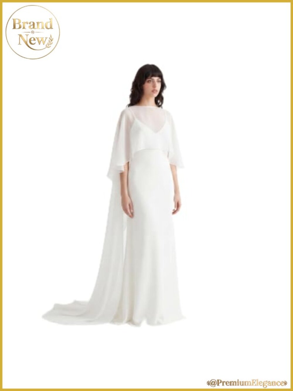 Chiffon Shawl Wrap Cape Asymmetric Front Short Back Long Bridal Cover Up
